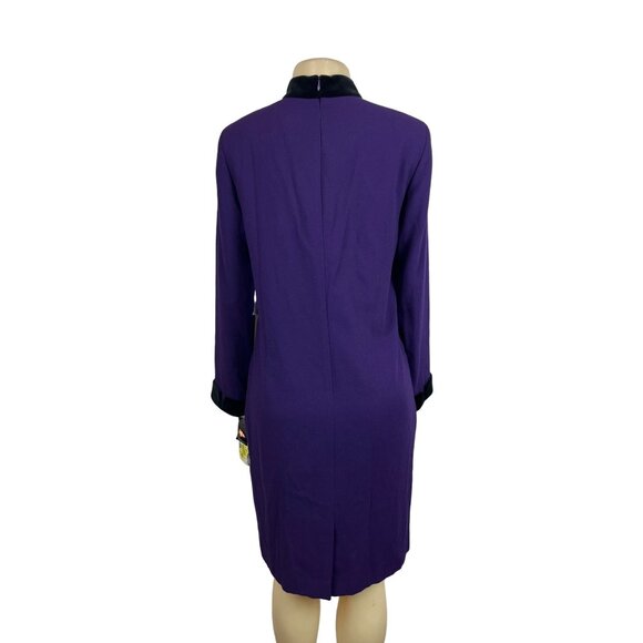 Kasper  A.S.L. Purple Button-Up Long Sleeve Womens Dress Sz 8 - New - Picture 3 of 8